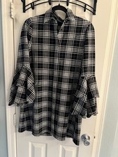 Alice + Olivia Mini Dress Small Plaid Jem Bell Sleeve Grunge Schoolgirl Western
