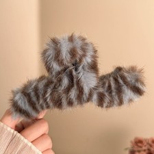 Leopard Print Plush Wavy Hair Clip Fluffy Shark Clip Furry Hair Accessories DIY