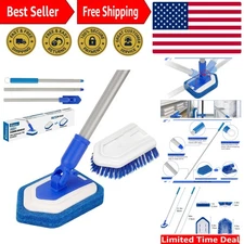 Innovative Extendable Tub and Tile Brush - Triangular Head Design for Easy Care