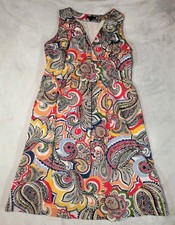 Tommy Hilfiger Women's SZ 12 Paisley Sleeveless Cotton A-Line Summer Dress Lined