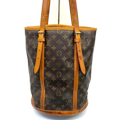 Louis Vuitton Monogram Bucket GM Leather Tote Brown Used
