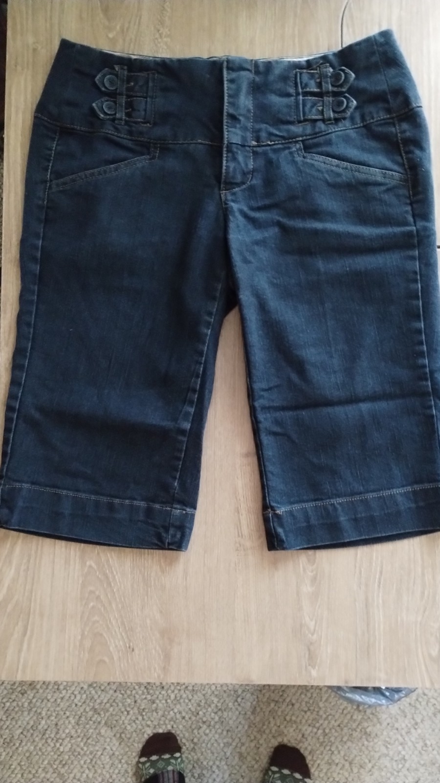 Boom Boom Jeans Juniors Size 5 Bermuda Shorts Dark Blue Denim Stretch Pockets