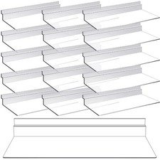 16 Pack 4 x 10 Inch Slatwall Shelves Hanging Clear Slatwall Shelf Plastic She...