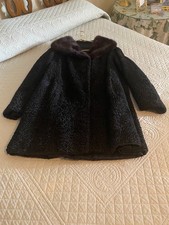 Vintage Black Persian Curly Lamb Fur Coat Blums Vogue Coat Fur Trim Collar 40's