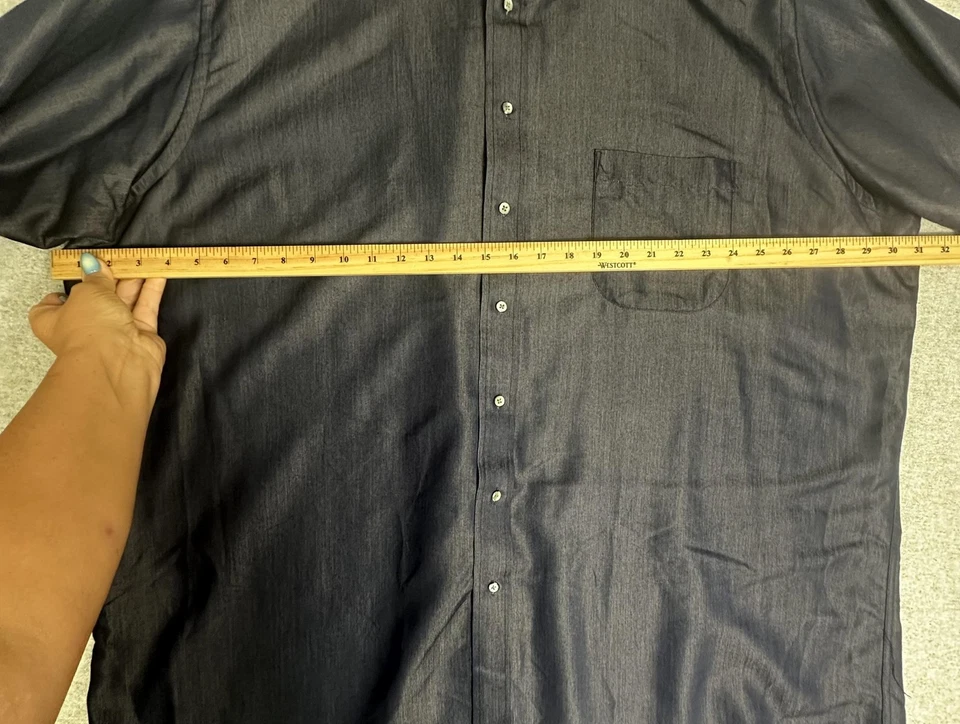 Camisa Bill Blass Para Hombres 20 Altos Con Botones Manga Larga Vestido Bolsillo Mezcla Rayón Foto 4 de 4