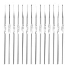 Crochet Hook Set, 14Pcs 0.5mm Aluminum Ergonomic Crochet Needle Silver Tone
