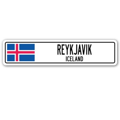 REYKJAVIK ICELAND Street Sign Icelander flag city country road wall gift