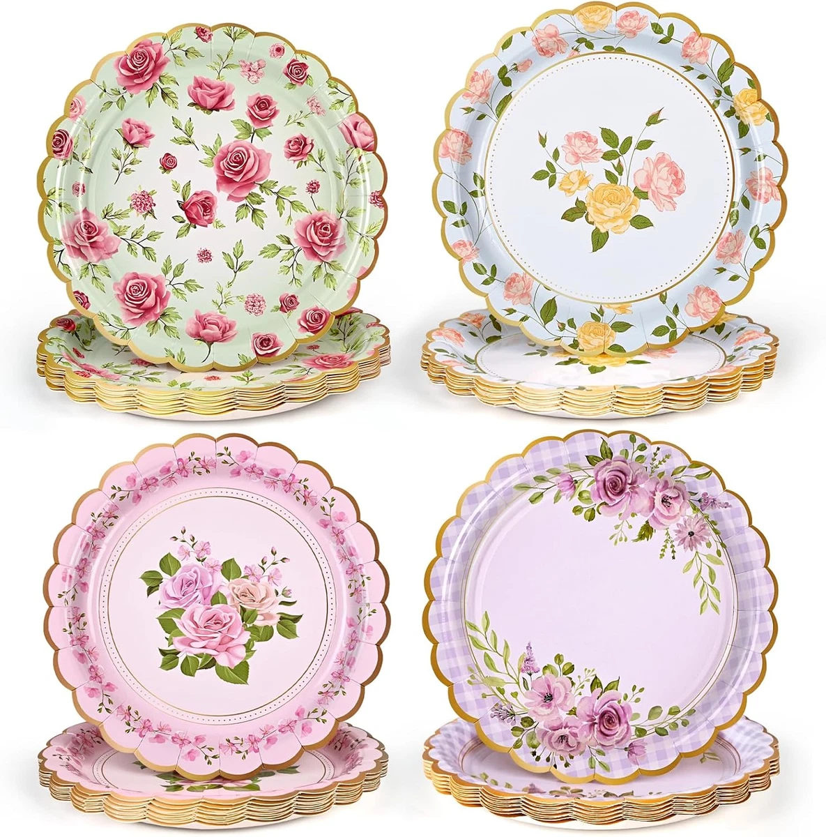 48 Piatti Di Carta Rosa Sfumato Per Dessert, 17,8 Cm, Eleganti Per Feste Di Compleanno, Matrimoni E Anniversari, Usa E Getta