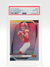 JAYDEN DANIELS 2024 PANINI PRIZM SILVER ROOKIE RC #347 COMMANDERS PSA 10 Q5944