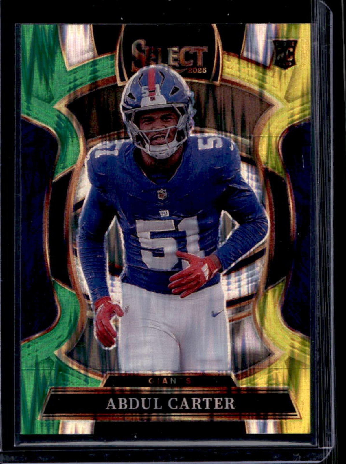 2025 Panini Select Abdul Carter Concourse Green and Yellow Prizm Shock RC #95