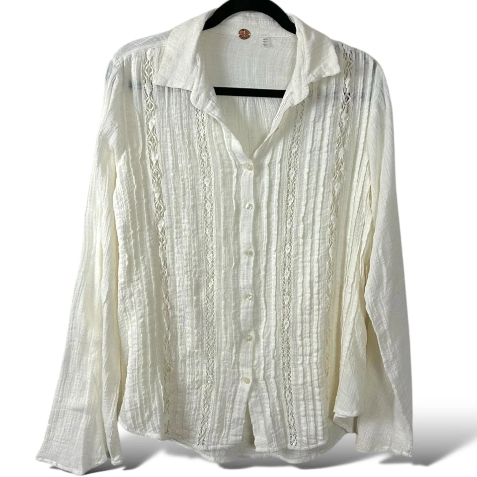 Camisa Free People FP One Mila en Óptico Blanco Etéreo Delicada Romántica Mediana Foto 2 de 4
