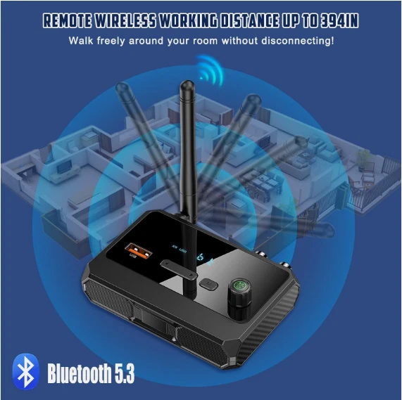 Home Stereo Audio Receiver Bluetooth 5.3 AUX USB Optical HD Music to RCA Adapter - Image 4 of 4