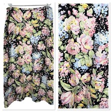 Floral Maxi Skirt Size 8 Boho Cottage Core Pink Y2K Whimsical Fairy Pink Black