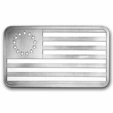 10 oz Silver Bar - U.S. Betsy Ross Flag 75.18 per troy oz