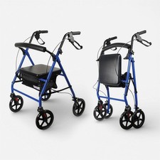 Image of Aidapt Folding Rollator Walker with Padded Seat, Steel Frame, 8 Inch Wheels