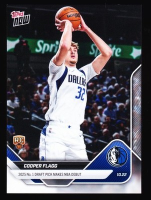 Cooper Flagg Dallas Mavericks Rookie NBA Debut vs Spurs 2025-26 Topps Now #6 RC