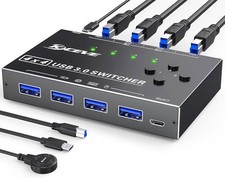 USB 3.0 Switch Selector, USB Sharing Switch 4 in 4 Out USB Switcher 4 Computers