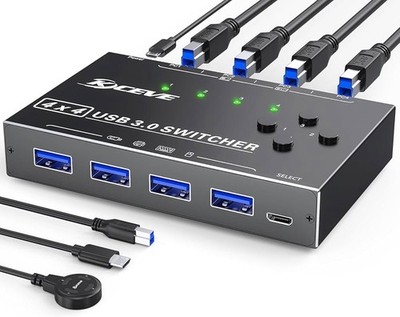 USB 3.0 Switch Selector, USB Sharing Switch 4 in 4 Out USB Switcher 4 Computers