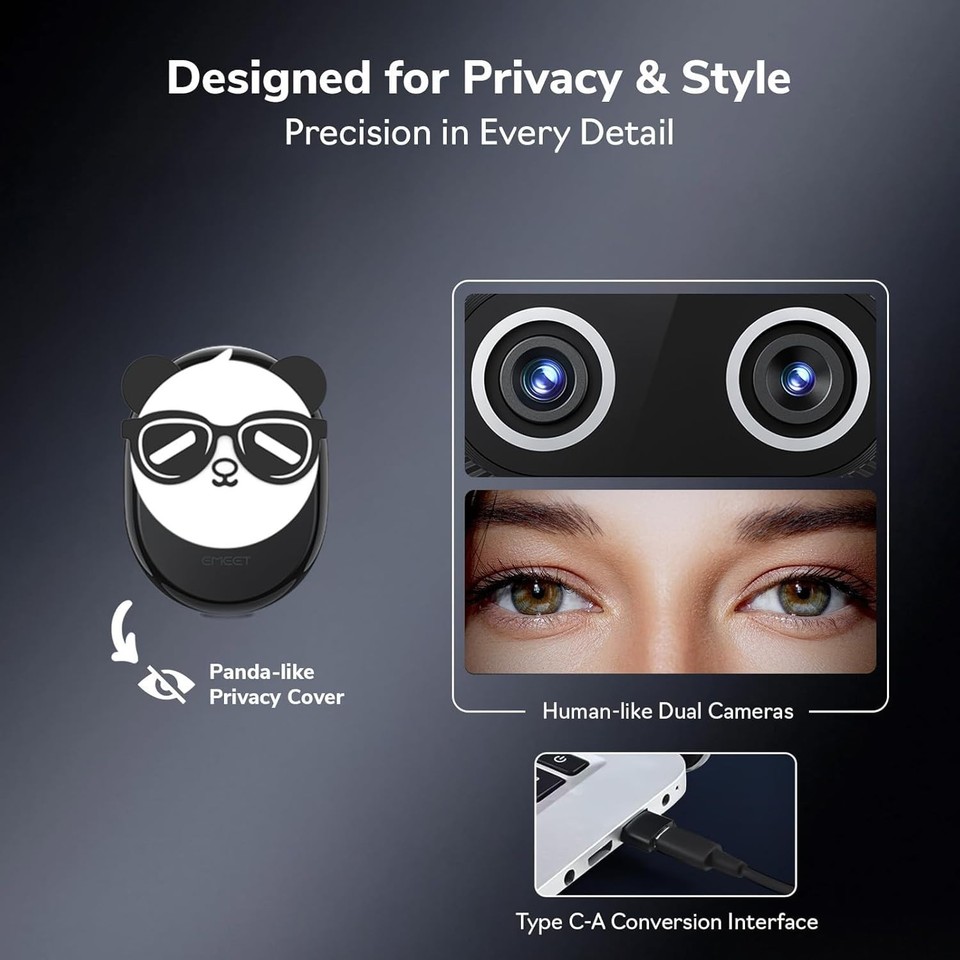 EMEET Piko 4K Dual Camera AI Webcam Streaming 3 Mics USB Web Cam for PC ...