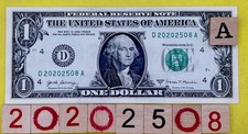 🎂2020 25 August Birthday Date D 20202508 A  Fancy Serial Number One Dollar Bill