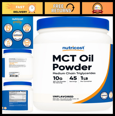 MCT Oil Powder 1LB - Keto Friendly, Zero Net Carbs, Non-GMO, Gluten Free, Medium