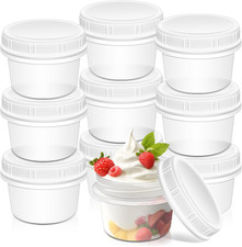 10 Pack 8oz Reusable Small Plastic Containers with Screw Lids, Small Food Storag