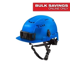Milwauke BOLT Non-Vented Safety Helmet Front-Brim Swing-Ratchet Suspension Blue