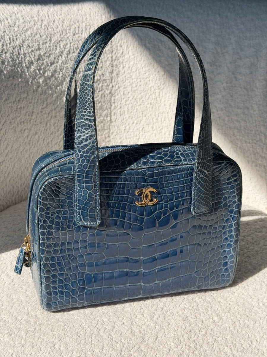 Vintage Chanel Blue Crocodile Handbag - Excellent Condition | eBay
