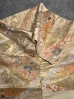 Luxury Japanese Kimono Fabric Silk Sash Belt, Fukuro Obi Hiogi Landscape Peacock — photo 6