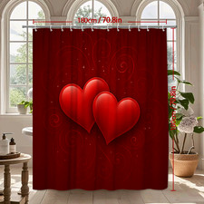 Elegant Red Hearts Shower Curtain for Romantic Bathroom Decor