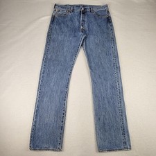 Levi's 501 Jeans Mens 36x34 Blue Denim Button Fly Straight Leg Tag 36x36