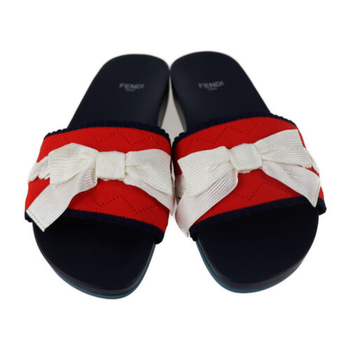 FENDI Sandals - Slide sandals Flat slippers ribbon reference size 9.4" Size... - Picture 3 of 8
