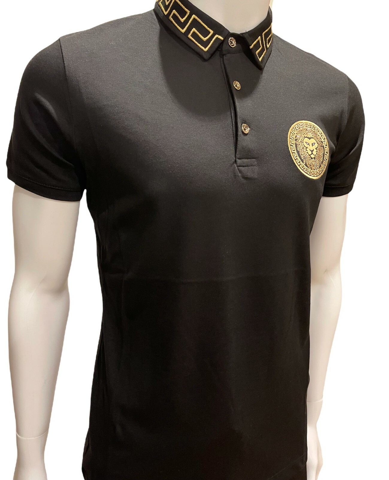 Mens designer polo t shirt, lion couture top, urban streetwear hip hop