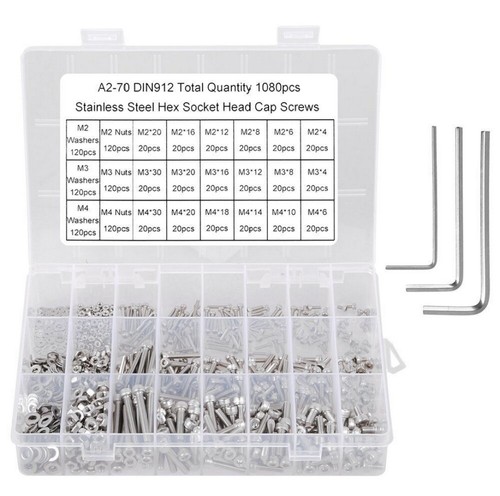 1080tlg M2 M3 M4 Edelstahl Sechskantschrauben Schrauben Muttern Sortiment Set - Bild 11 von 12