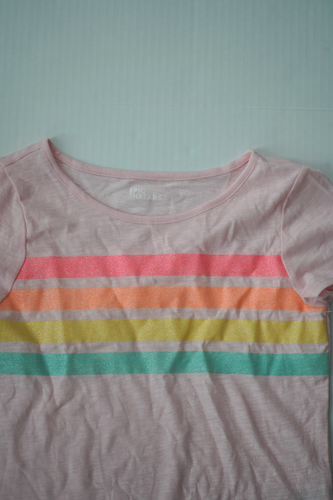 Epic Threads Girls Tie Front Glitter Orange Rainbow Cap Sleeve Tshirt Large - Picture 3 of 5