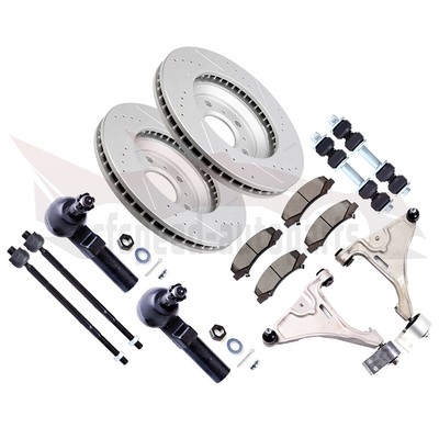 10PCS Front Lower Control Arm Suspension Brake Rotor Pad For 06-11 Buick Lucerne