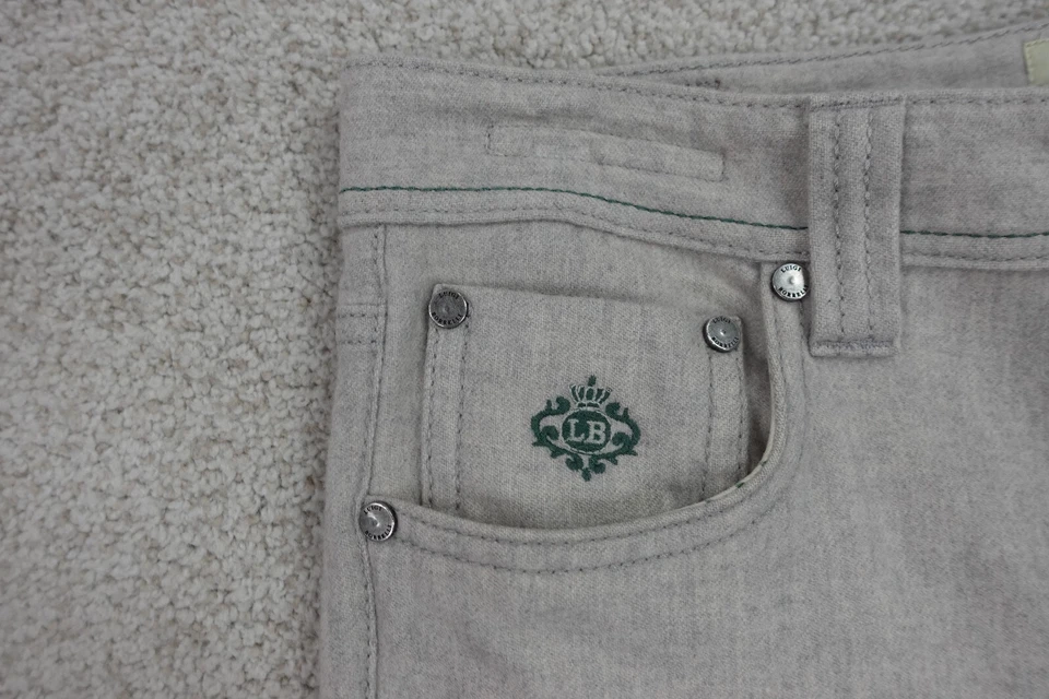 Pantalones Luigi Borrelli Napoli 33x28 Gris Franela Suave Lana Calce Ajustado Chino 5 Bolsillos Foto 4 de 4