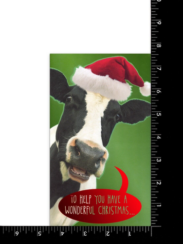 Funny MERRY CHRISTMAS Money Gift Card Holder, MOO-LA Cow — American Greetings +✉ - Picture 4 of 6
