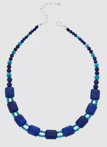 Collar reversible Jay King de plata de ley de 18" turquesa y lapislázuli azul - Imagen 3 de 3