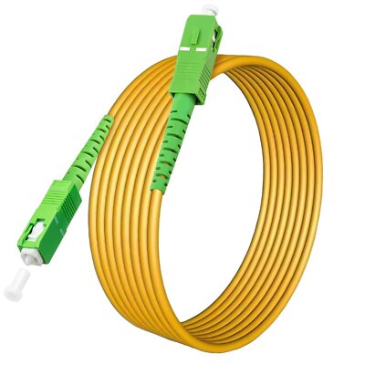 SC/APC Fiber Patch Cable 50ft Simplex 9/125 Single Mode LSZH Yellow Cord