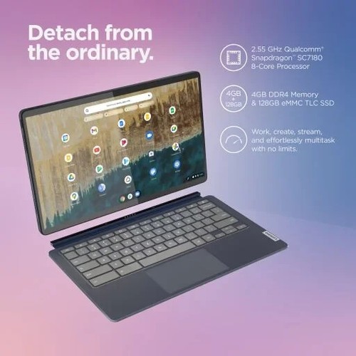 Lenovo Ideapad Duet 5 Chromebook Laptop, 13.3' 4GB RAM, 128GB SSD, Abyss Blue - Afbeelding 5 van 6