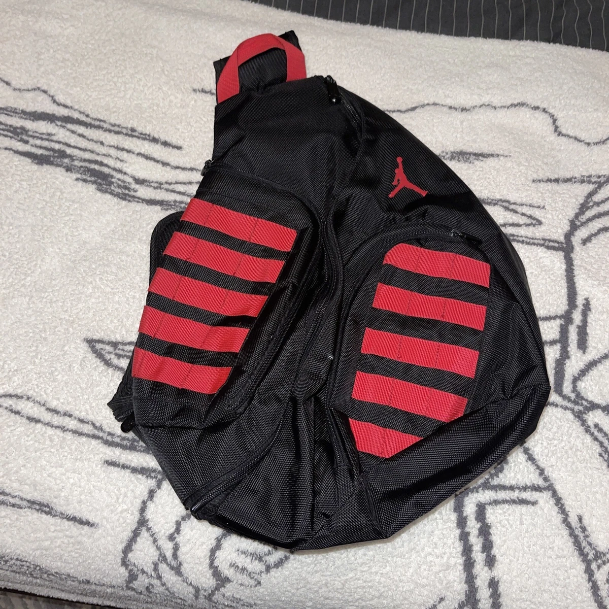 Air Jordan Single Strap Basketball Backpack Black And Red eBay