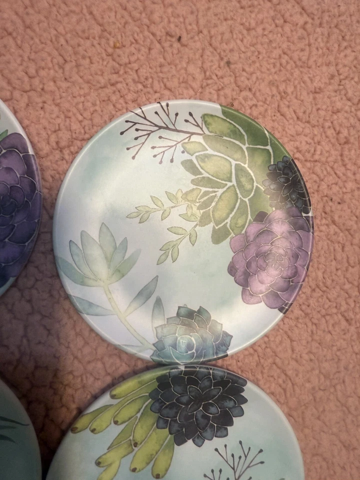 4 pratos de aperitivo de sobremesa design floral aquarela decoração figo e samambaia - Imagem 3 de 4