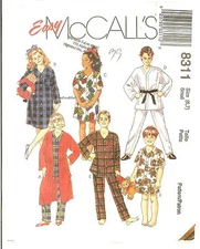 McCall's 8311 Children's Easy Robe & Nightshirt 2 Lengths & Pajamas 6,7 UNCUT FF