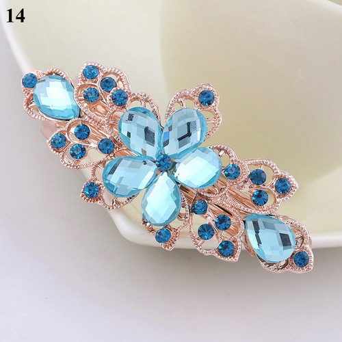 Women Crystal Hair Clips Barrette Rhinestone Flower Hair Pin Clips Headdresser - Picture 26 of 38