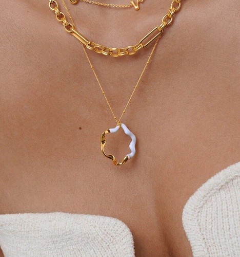 Missoma White Enamel Sterling Silver Squidgie Necklace Rrp £135 New With Box - Picture 4 of 11