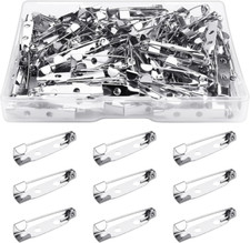 100 Pcs Bar Pins - Silver Brooch Clasp Pins for Badges, DIY Craft, Sewing, Baby
