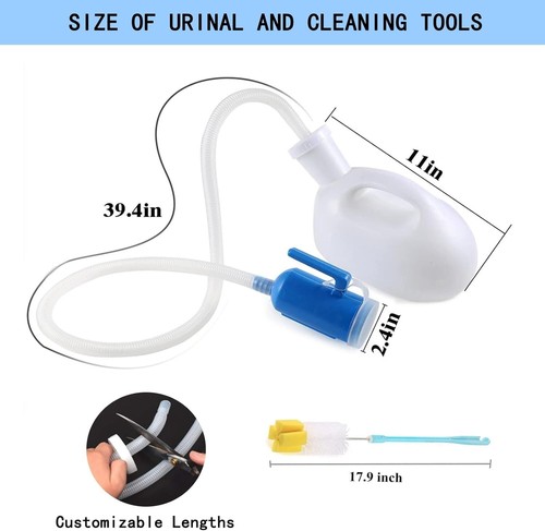Ergonomic 2000ML Urinal Bottle with Cleaning Brush - Thick Plastic & Leak-Proof - 第 5/9 張圖片
