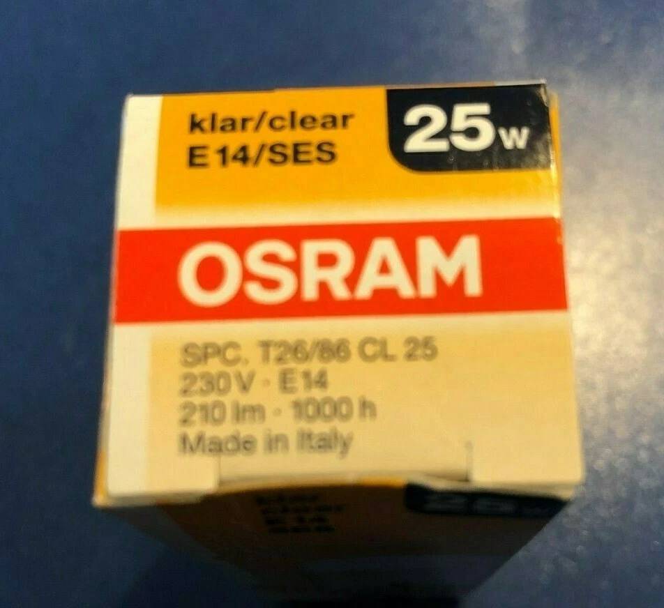 OSRAM SPECIAL E14/SES T26/86 CL 25   25W KLAR Glühlampe 26x86 mm Röhrenlampe - Bild 2 von 2