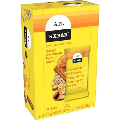RXBAR A.M. Protein Bars Protein Snack Breakfast Bars Honey Cinnamon Peanut Bu...